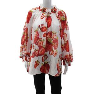 Sara Roka Womens Multicolor Floral Tunic Blouse Long Sleeve Size 40